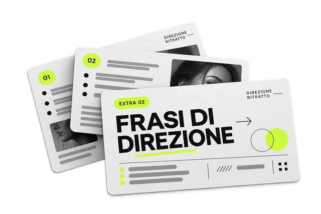 Mockup dell’extra Frasi di direzione: schede di consultazione del prontuario.